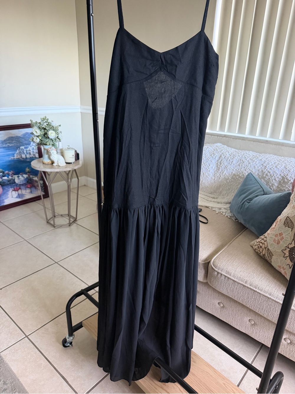 Elegant Black Spaghetti-Strap Maxi Dress